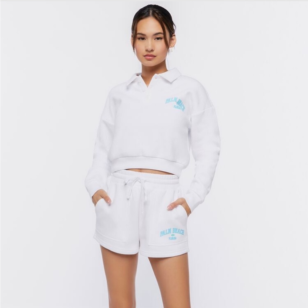 White palm beach Cropped collar sweatshirt crewneck